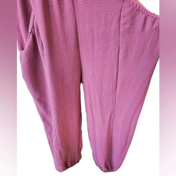 Mauve Pink Sleevless Gathered Waist Jumpsuit With Pockets - Picture 5 of 15